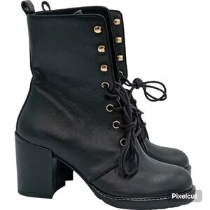 Stuart Weitzman Casey Black Lace-up Combat Boots Size 8 NEW